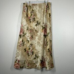 RM Richards Skirt Womens 18 Gold Floral Maxi Lined Elastic Waist Pull On Formal